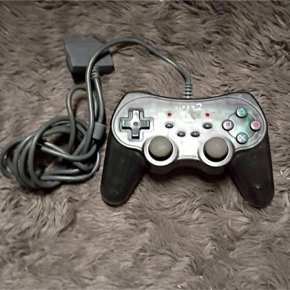 PS2 Nyko Platinum Series Viper 2 Clear Black Controller PlayStation